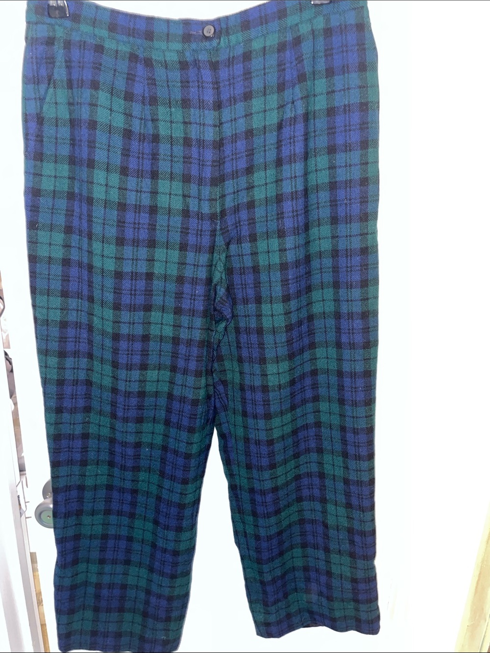 Pendleton Women’s Green and Blue Plaid Wool Tartan Pants Vintage